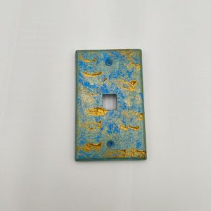 Beach Blue light plate cover with splashes of gold hand painted