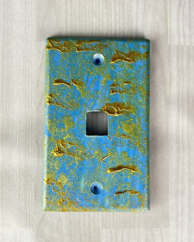 Hand painted blue and gold switch plate cover