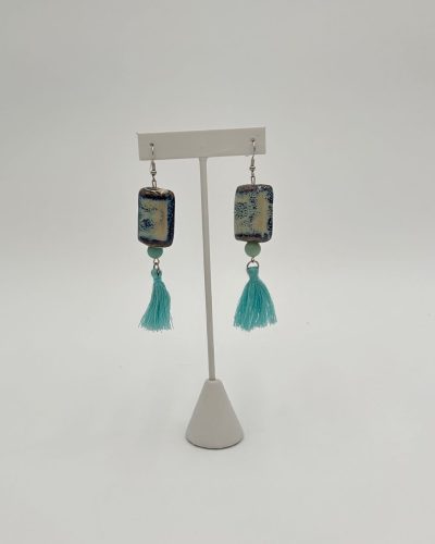 Persian blue tassel earrings handmade with jewelry beads