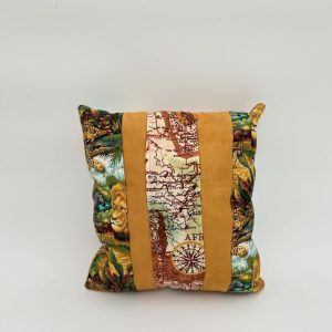 Brown and safari print artistic pillow handmade for a cultural design.