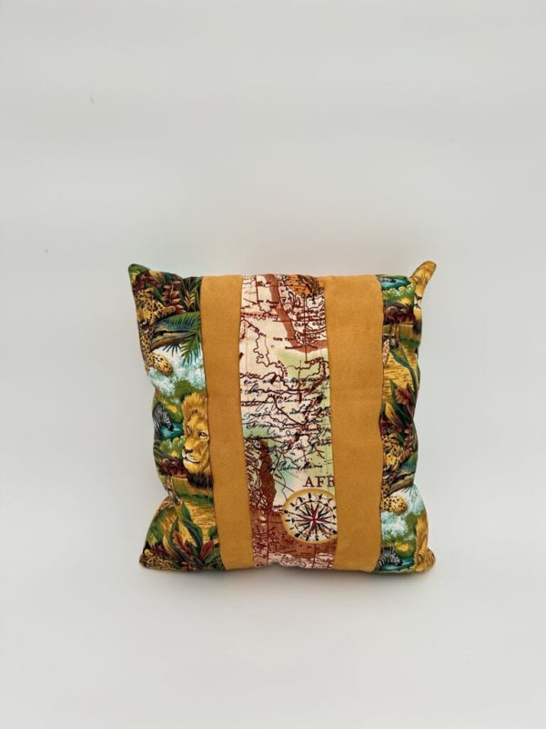 Brown and safari print artistic pillow handmade for a cultural design.