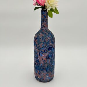 Magenta and Berry Swirl Crackle Glass Vase