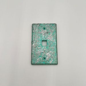 Caribbean Green and silver decorative switch plate cover hand painted