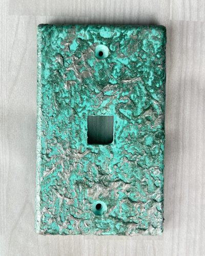 Hand painted green and silver decorative light switch cover