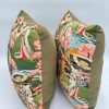 Elegant oriental green throw pillow set of 2 side view