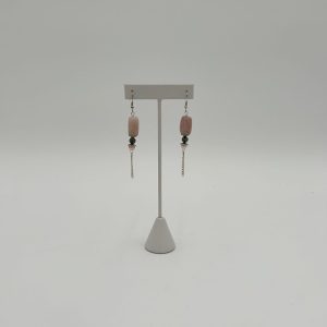 Handmade blush pink dangle earrings with silver jewelry chain