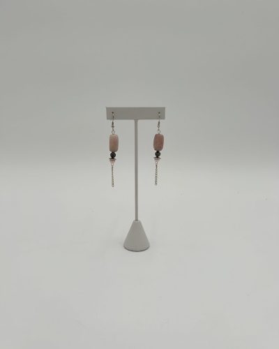 Handmade blush pink dangle earrings with silver jewelry chain