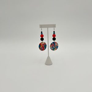 Cherry Red, Black and Blue Stylish Earrings