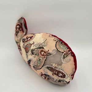 Red wine paisley throw pillow handmade for elegant decorating.