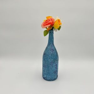 Hand Painted Bright Blue Vase with Sparkle Glitter