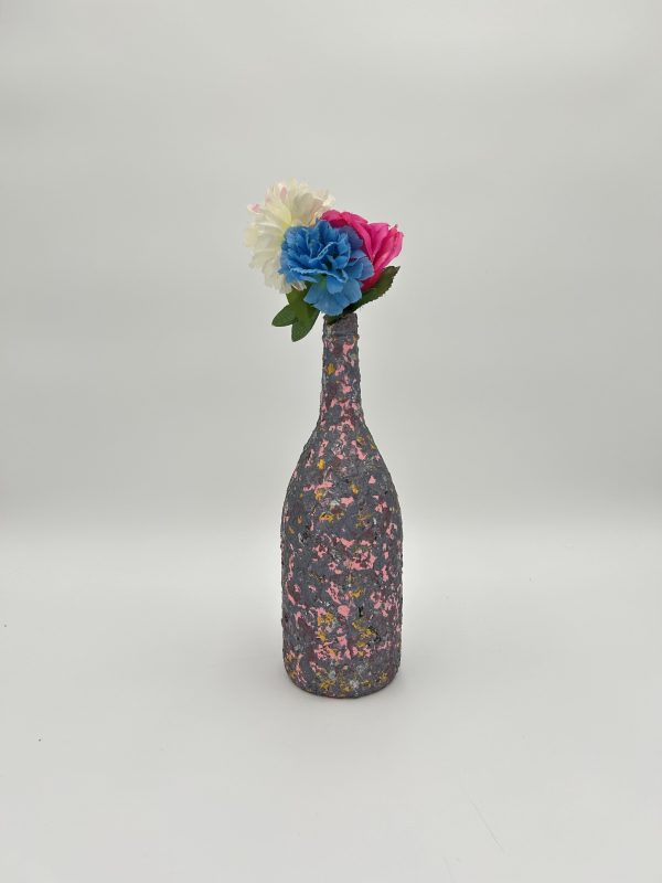 Porpoise and Pink Speckled Glass Tulip Vase