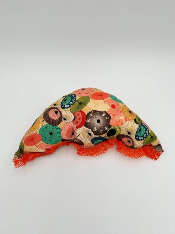 Orange umbrella shaped small throw pillow handmade for creative interior design.