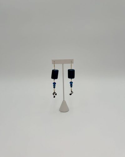 Navy Blue Drop Music Earrings handmade for music lovers