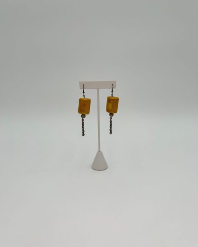 Cocoa brown dangle earrings handmade with jewelry chain