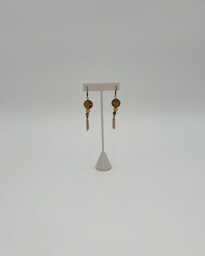 Handmade gold drop earrings with jewelry chains