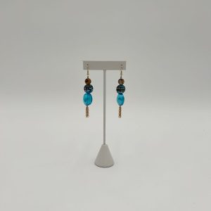 Artic blue beaded earrings handmade with gold jewelry chain