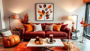 Orange and rust red fall living room