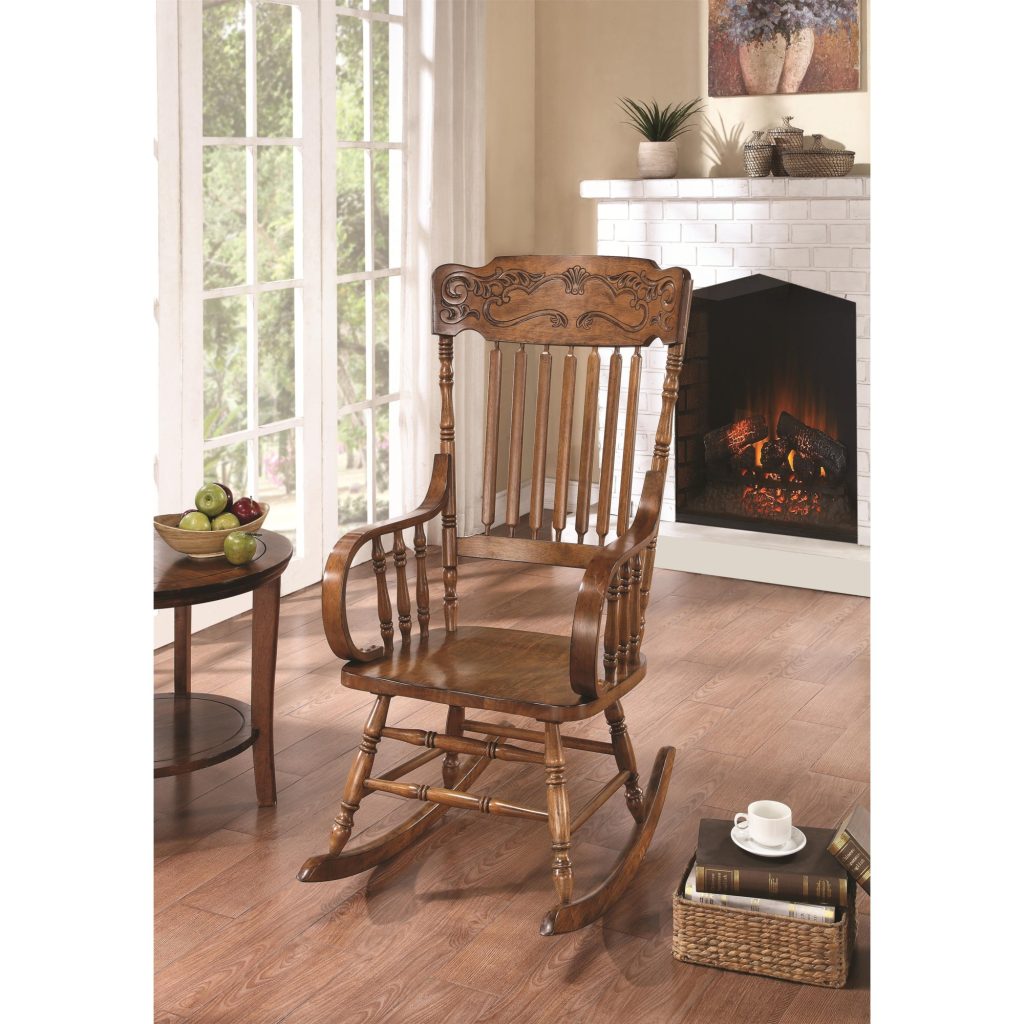 Oak wood rocking chair in fall designed living room