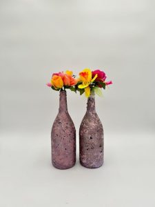 hand painted lavender purple vases as a set