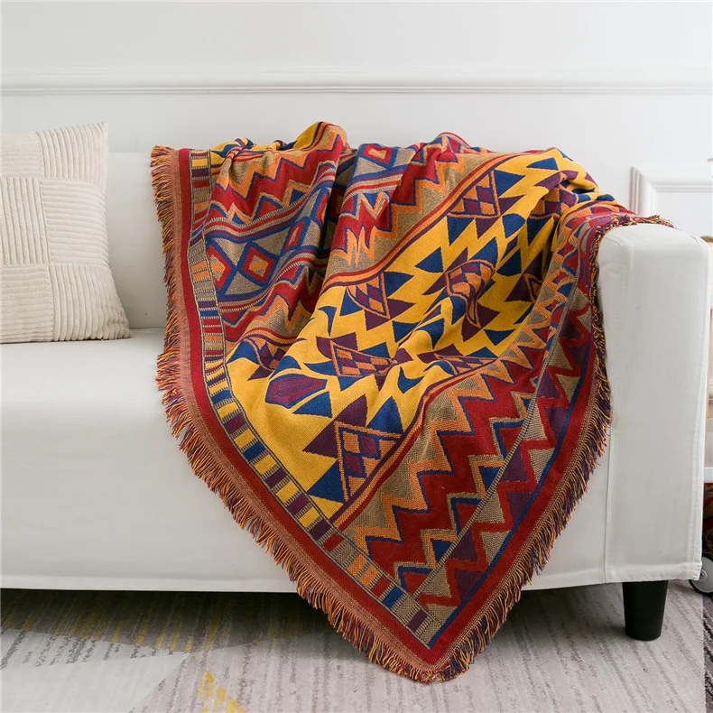 Orange, yellow and red handmade blanket throw