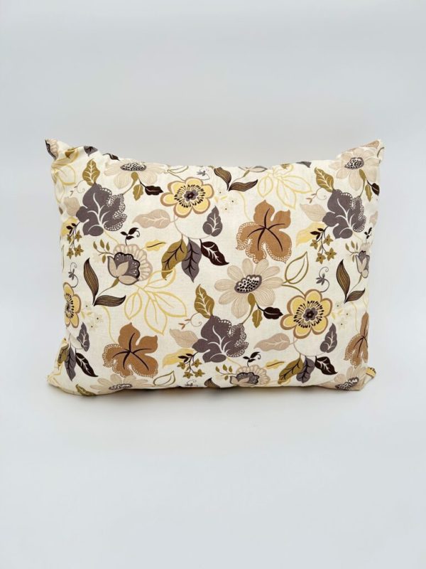 Floral print beige decorative throw pillow