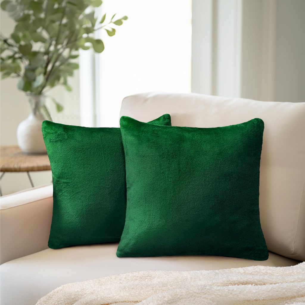 Solid tone green throw pillow set of 2
