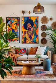 An Afro Bohemian home decor living room theme